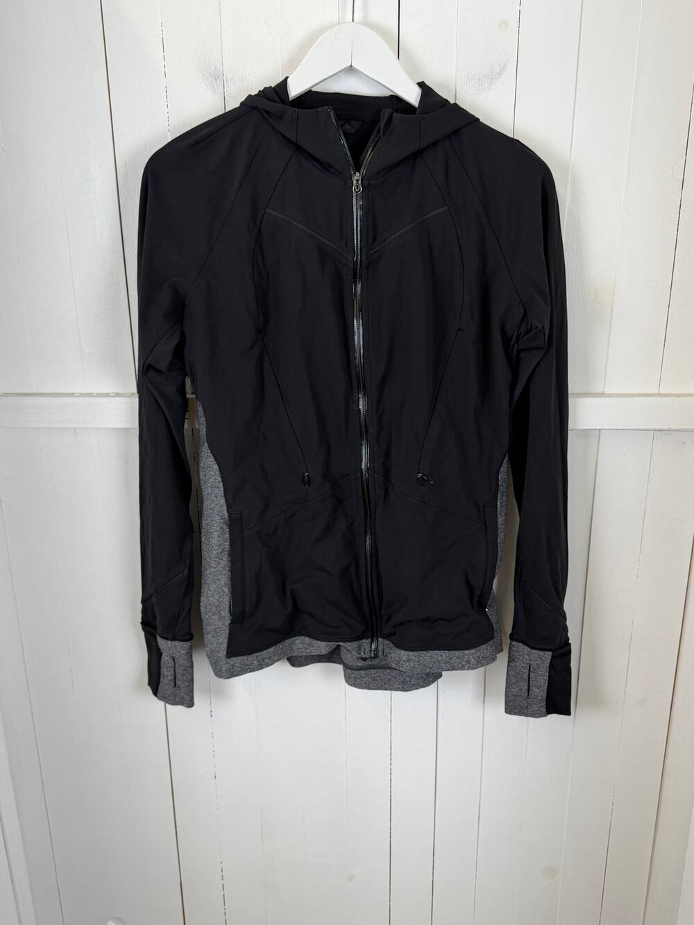 Lululemon Black Gray Full Zip Sweatshirt Size 10 Nylon
